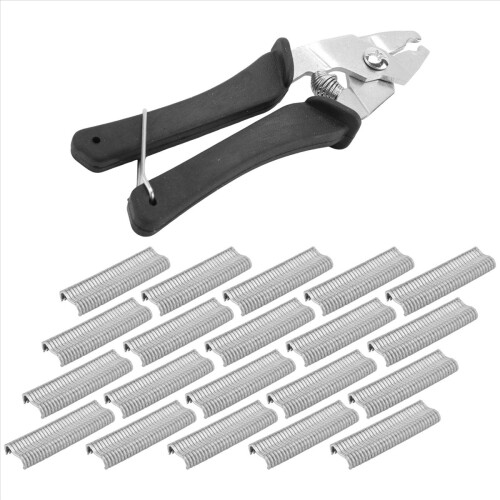 1Pcs Hog Ring Plier Tool and 600Pcs M Clips Chicken Mesh Cage Wire 1