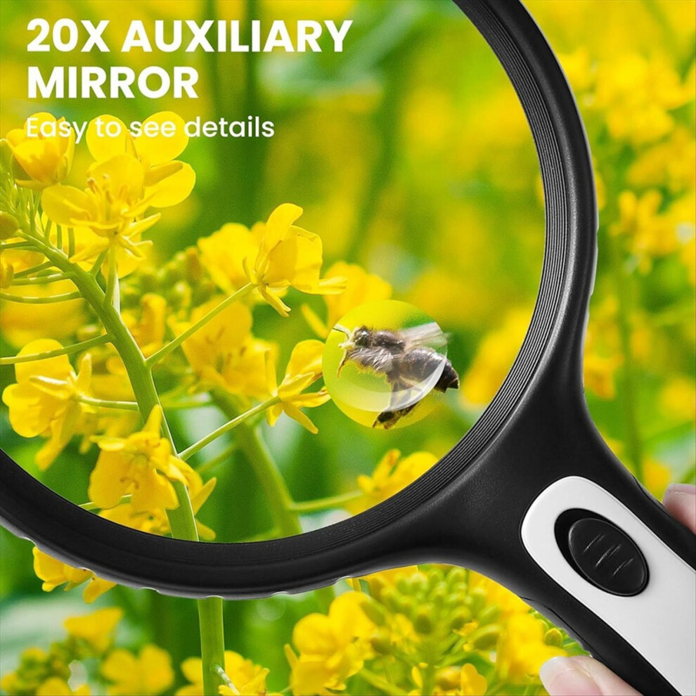 Markenlos Light Magnifying Glass With ,10X 20X Handheld Magnifying Glass