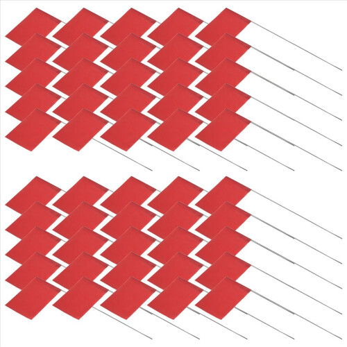50Pack Marking Flags, Red Yard Flags 15x4x5Inch, Marker Flags 1