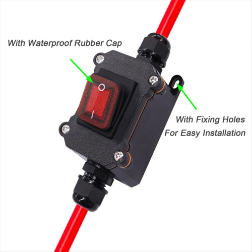 DC12V Inline Wire Switch DC12-24V DPST Dual Side Wiring Switch 25A 2