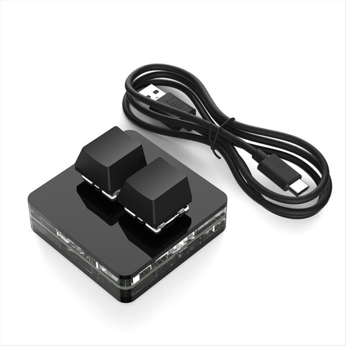 Mini Keyboard 2 Key RGB Macro OSU Keypad for Gaming Working, Black A 1