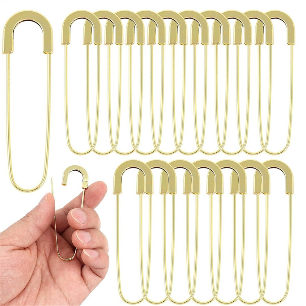 Extra grote veiligheidsspelden, zware uitvoering, 3 inch spiraalloze spelden, lichtgoud