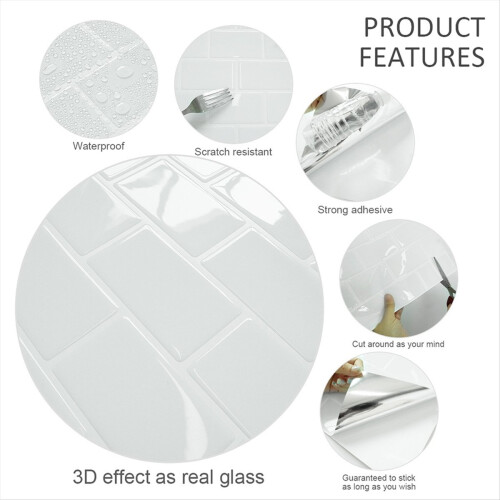 3D Texture Tile Sticker Backsplash Wallpaper for Kitchen Bathroom 1