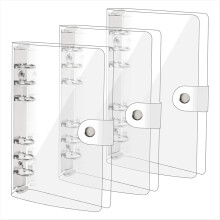 3-pack A6 transparante zachte PVC 6-rings ringbandhoes met transparante ringband