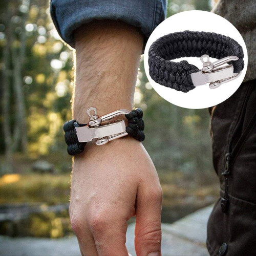 10 peças de pulseira de paracord com fivela e manilha, clipe em D, prata 1
