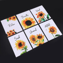 6 Pieces Sunflower Bathroom Decor Relax Soak Unwind Wall Painting Art