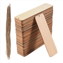 50 PCS Wood Blank Bookmarks with Holes and Ropes DIY Craft Projects