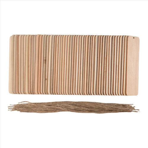 50 PCS Wood Blank Bookmarks with Holes and Ropes DIY Craft Projects 2