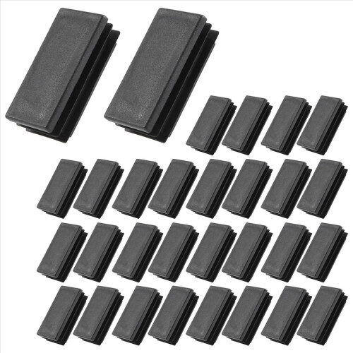 Πλαστικά ορθογώνια καπάκια σωλήνων 25x50mm 30 τεμάχια μαύρα 1