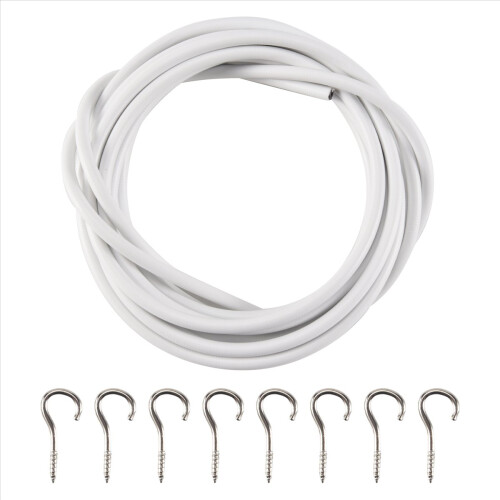 Vorhangdraht- und Hakenset, 3 Meter Vorhangdraht mit 8 Haken 2