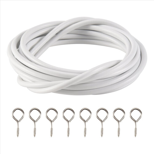 Vorhangdraht- und Hakenset, 3 Meter Vorhangdraht mit 8 Haken 1