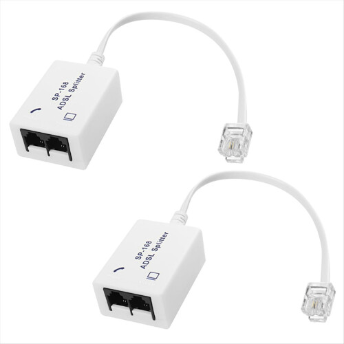 DSL-Filter-Splitter, ADSL-Splitter für Telefonleitung, Stecker auf 2 Buchsen 2