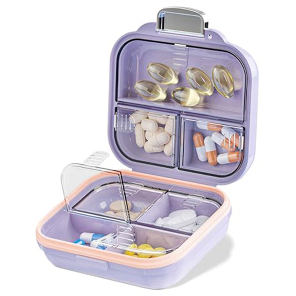 Markenlos Travel Medicine Box With Labels 7-Compartment Mini Medicine Box C