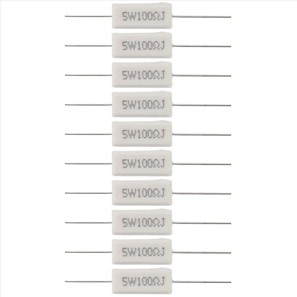 10X Wirewound Ceramic Cement Resistors 100 Ohm 5W Watt 5% 4852331046525