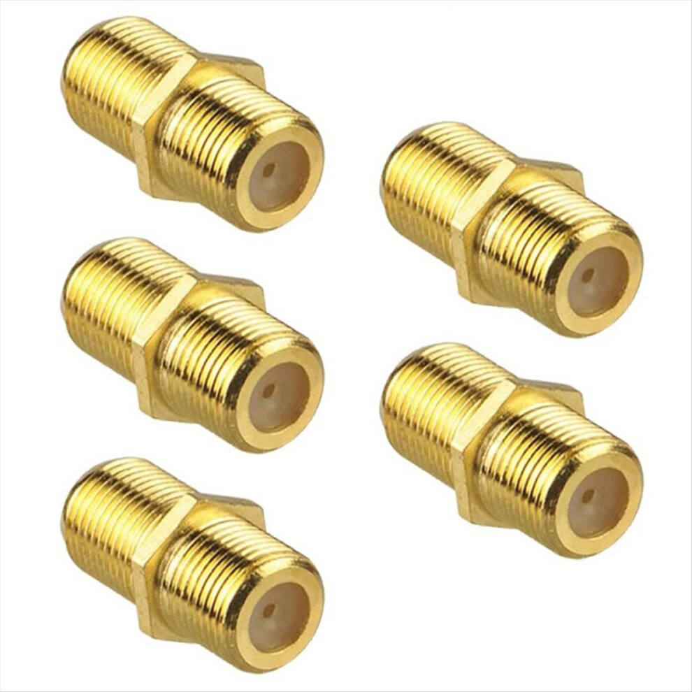 5Pcs Coaxial Cable Connector, Rg6 F-Type Plated Adapter Gold 4852331031460