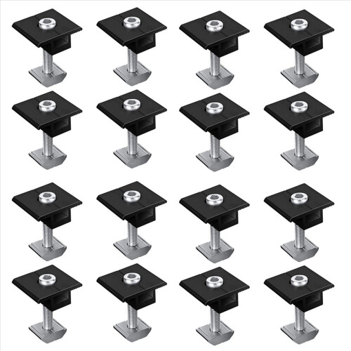 8Pcs Centre Clamp 30mm Black T-Shaped Centre Clamp for Solar Panel