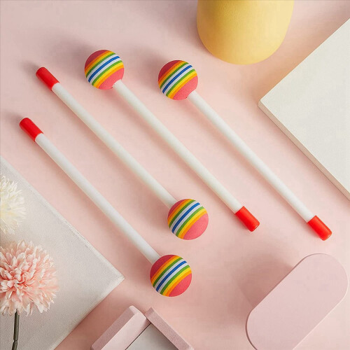 12 τεμάχια σφυράκια Lollipop Drum Sticks στρογγυλά σφυριά ουράνιου τόξου 2