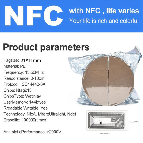 Αυτοκόλλητο ετικετών NFC 100 τεμαχίων με κενό τσιπ NTAG213 1