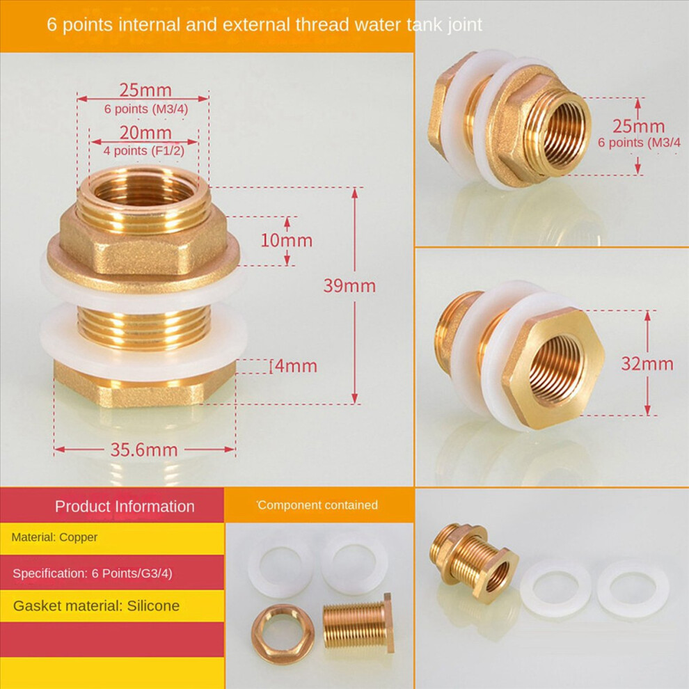 Solid Brass Bulkhead Fitting,With Silicone Rings 4853158834098