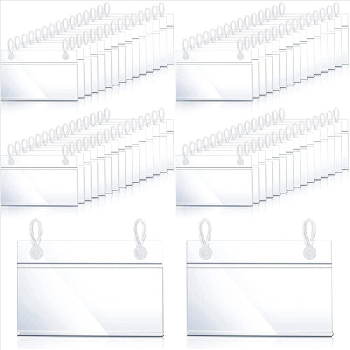 Plastic Label Holders Price Tag Ticket Hanger Clips (60) 1
