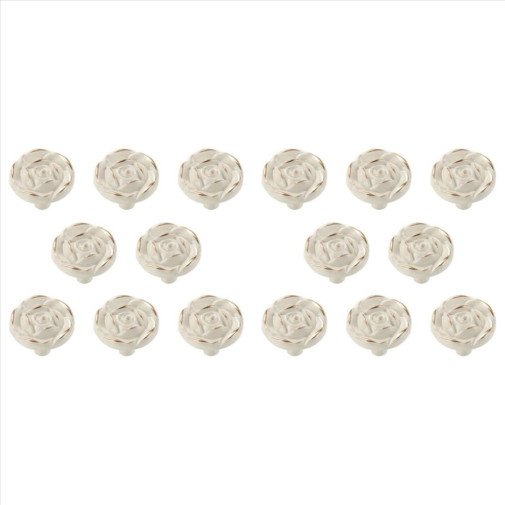 8Pcs Rose Flower Zinc Alloy White Drawer Pull Handles For Dresser 4853158878931