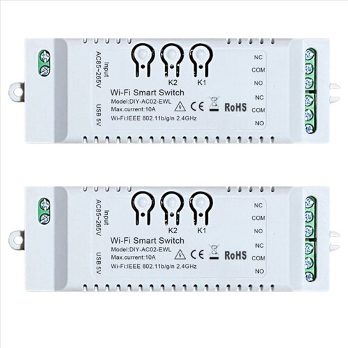 2CH WiFi Smart Switch DIY Timer APP 85-265V USB 5V 2.4G WiFi
