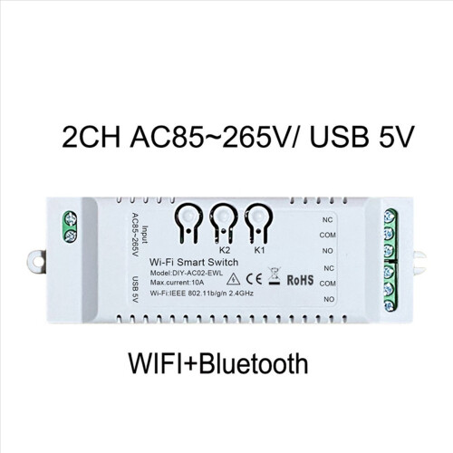 2CH WiFi Smart Switch DIY Timer APP 85-265V USB 5V 2.4G WiFi 1
