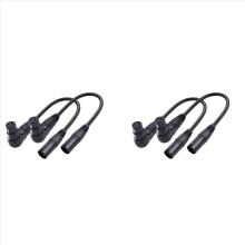 Cabo de áudio para microfone com plugue macho para fêmea, ângulo reto, 2 peças, 3 pinos XLR