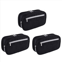 Large Capacity Pencil Cases Cosmetic with Multi Compartments, Black