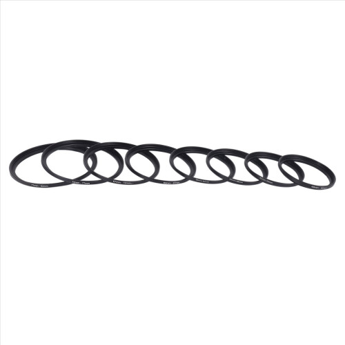 8-Piece Step-Up Ring Set for Filter Adapters (49-52, 52-55, 55-58, 58-62mm) Aluminum Alloy, Matte Black 1