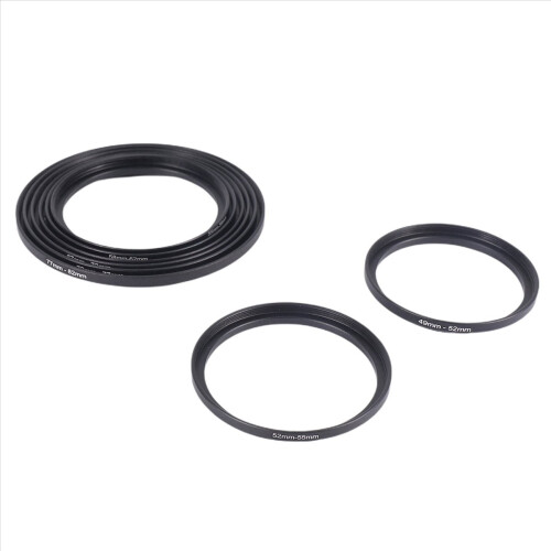 8-Piece Step-Up Ring Set for Filter Adapters (49-52, 52-55, 55-58, 58-62mm) Aluminum Alloy, Matte Black 2