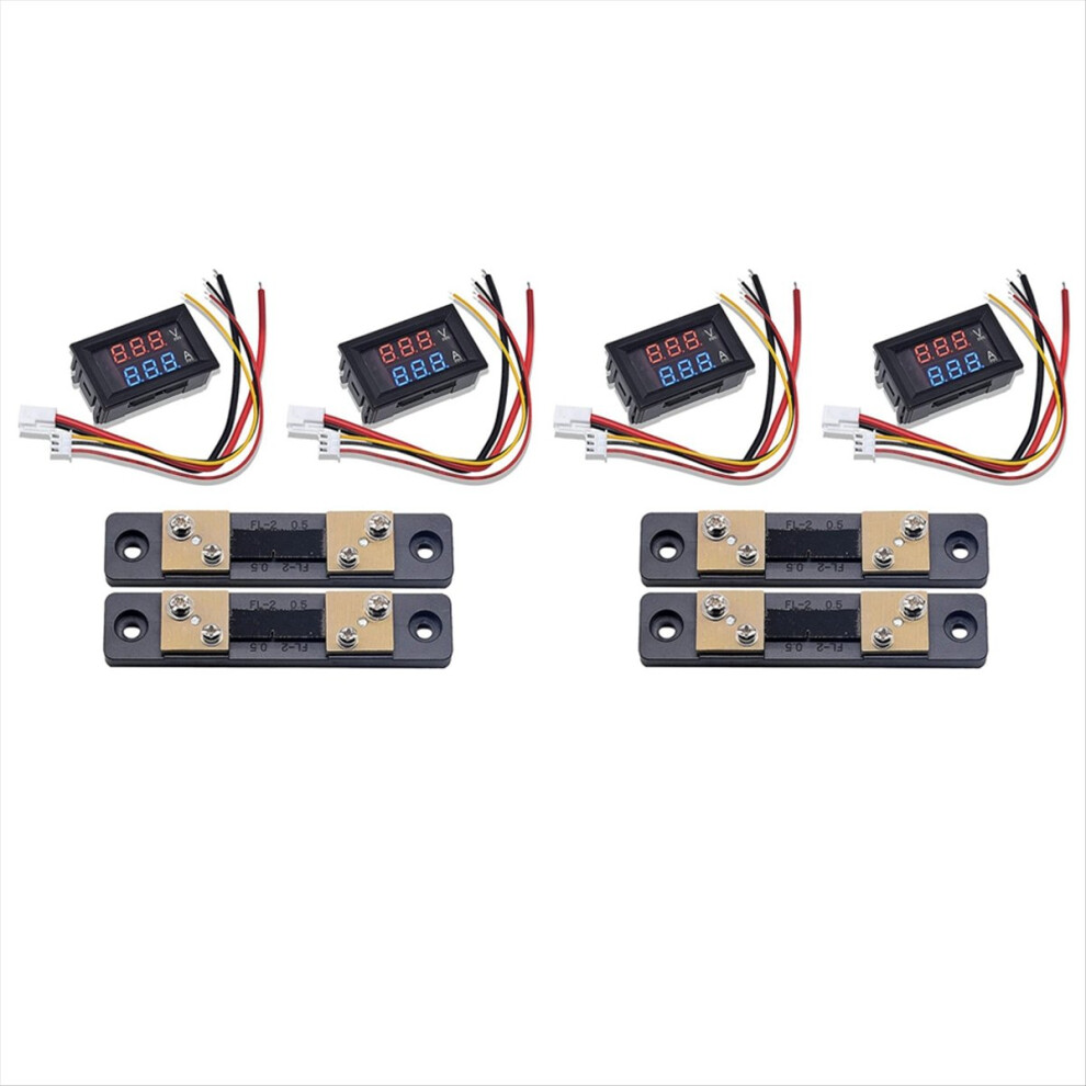 2Pcs 0.28Inch Digital Volt Amp Voltmeter Ammeter With 50A 75Mv Shunt 4853188048205