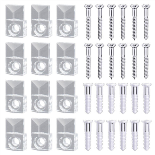 22 Sets Mirror Holder Clips Kit Crystal Clear Plastic Glass Retainer 2