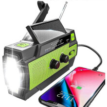 Emergency Portable Solar Radio, Crank AM FM Radio with LED Torch, USB Port, SOS Alarm for Hiking, Camping or General Use for Outdoor Emergencies