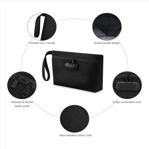 Bolsa de banco à prova d'água com zíper e trava para dinheiro, celular B 2