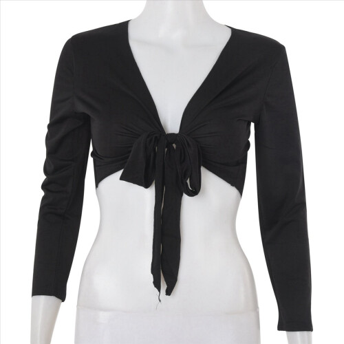 Cardigan da donna a maniche lunghe con nodo corto 2