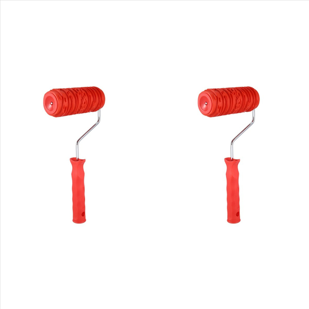Photos - Putty Knife / Painting Tool Markenlos 6 Inch Painting Roller with Handle Rubber Wood Pattern for Wall Red 