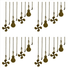 4Pcs Ceiling Fan Pull Chain Set,Bulb and Fan Pattern(Antique Bronze)