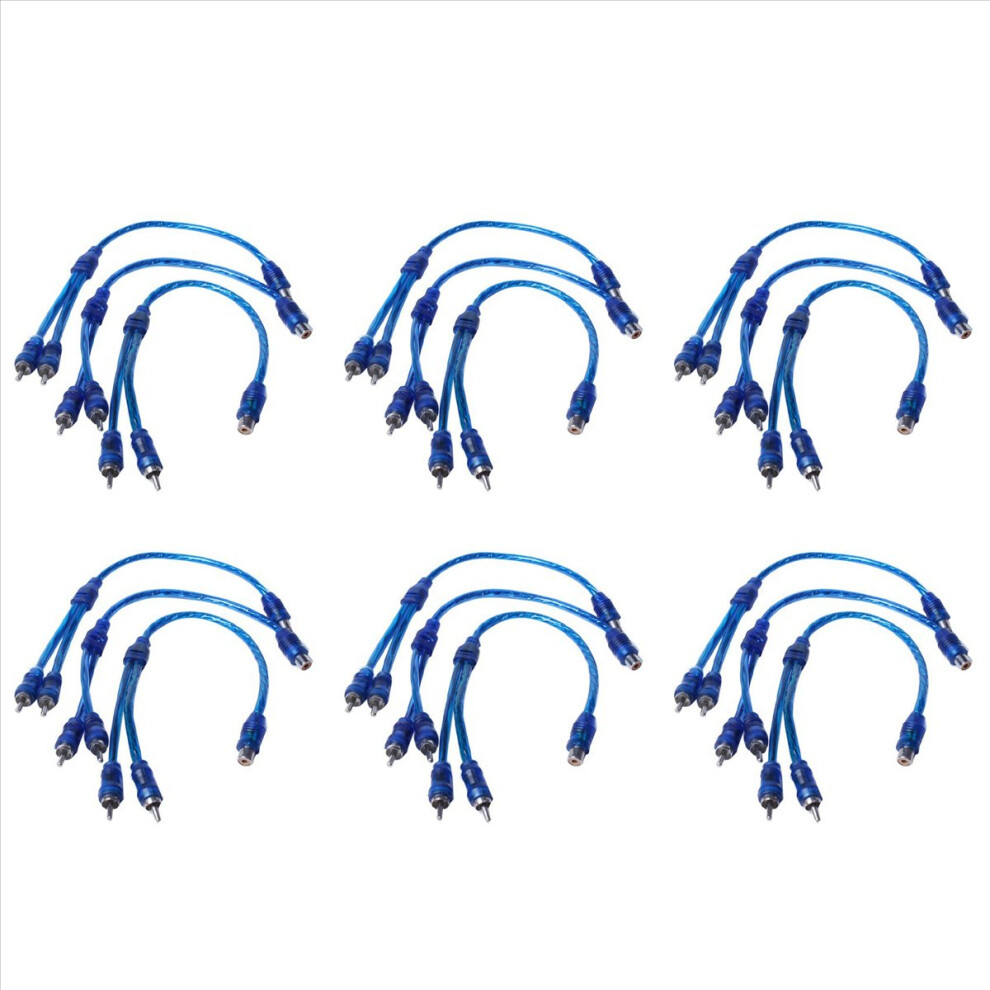 3 Pcs Audio Para 1 Hembra A 2 Macho Adaptador De Cable Blue 4852133328713