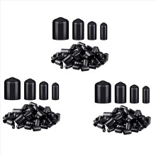 80 peças de tampas de borracha para parafusos, 4 tamanhos de 1/4 a 3/4 de polegada (preto)