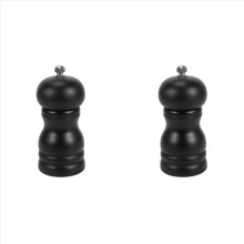 Holz Salz- und Pfeffermühlen-Set, manuelle Mühle, Shaker, Massivholz, Schwarz