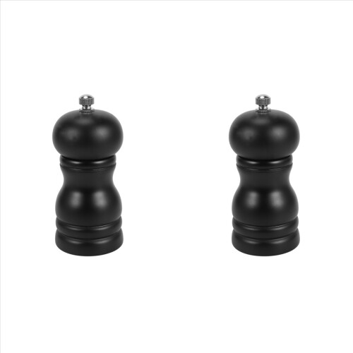 Wood Salt and Pepper Grinder Set Manual Mill Shaker, Solid Wood Black