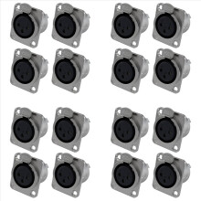 XLR Female Jack 3 Pin - Panel Mount Jacks D Series Size XLR-F -4 PACK