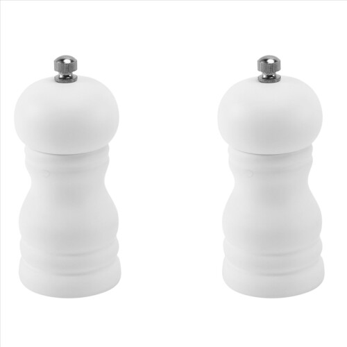 Wood Salt and Pepper Grinder Set Manual Mill Shaker, Solid Wood White