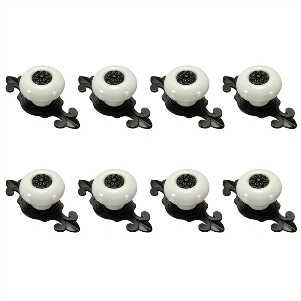 Vintage Ceramic Door Drawer Cupboard Pull Handle White+Black 4853188053032