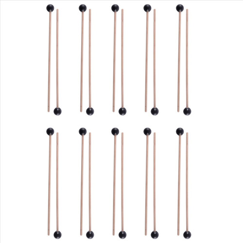 2Pcs Soft Rubber Head Sticks Wood Handle Bell Mallets Black