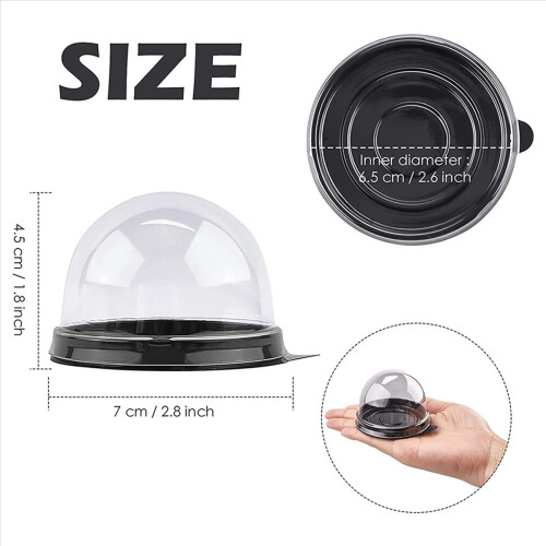 50 Pack Mini Clear Plastic Cake Box with Dome Lids for Muffin Pastry 1