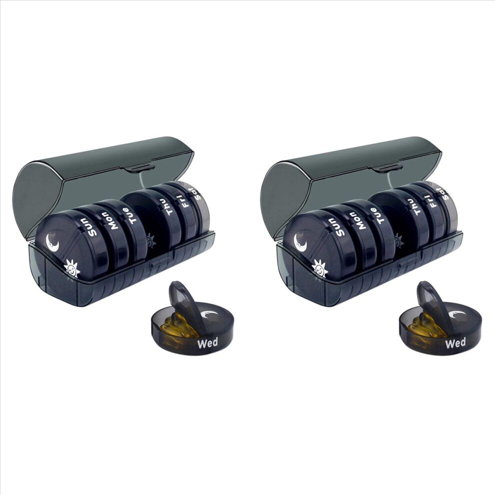 Markenlos Black Daily Pill Organizer (Twice-A-Day) - Weekly Am/Pm Pill Box( Box)