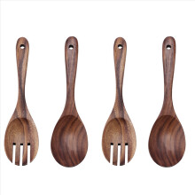 Cubiertos de ensalada de madera para utensilios de cocina antiadherentes, 2 piezas