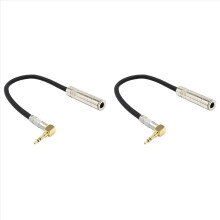 6.35 Female Stereo to 3.5 Male Plug Jack 90Degree Audio Line cable.
